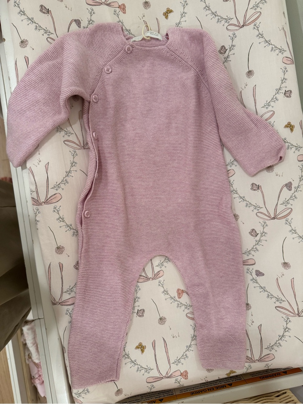 Zara Pink Knit Baby One-Piece Footie